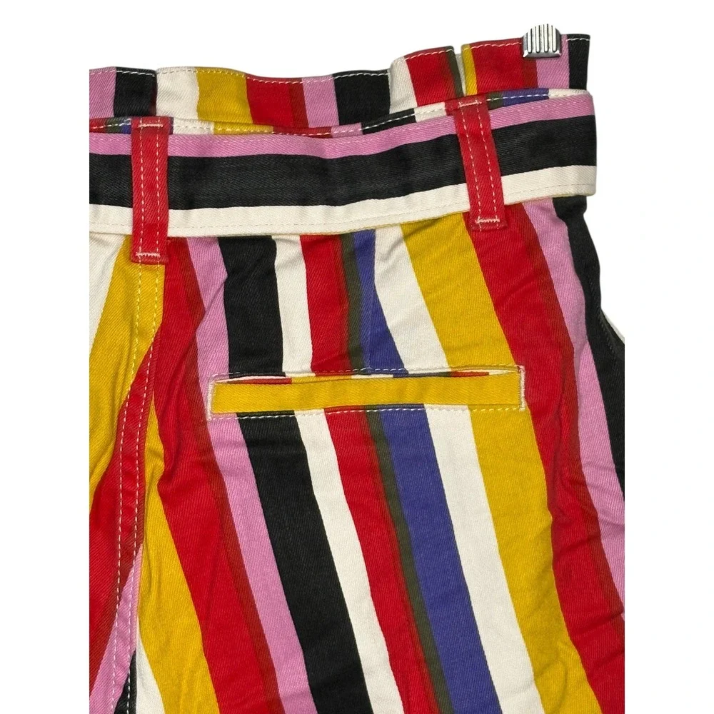 Express‎ Multicolor Striped Tie Waist Extreme High Rise Shortie Shorts Size 4 - Picture 5 of 11